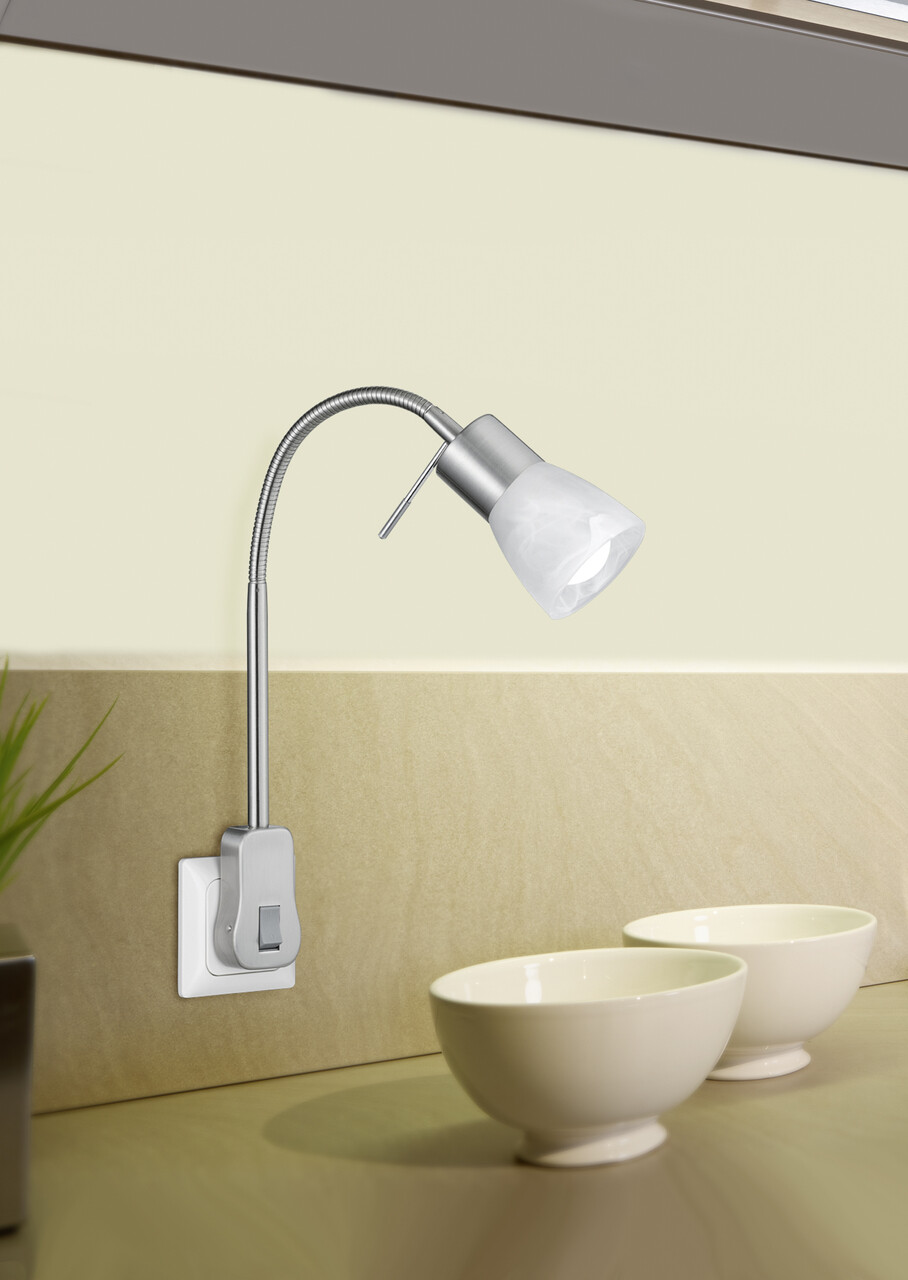 Lampa de perete Levisto, TRIO, 7.4x40 cm, 4.9W, 1x E14, metal, nichel mat/alb - imagine 6